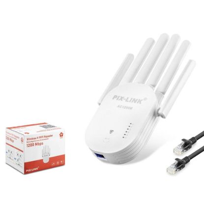 Pix-Link Wr60T Wifi Repeater 1200Mbps Beyaz Çift bant Wi-Fi 2.4 GHz  WPS Desteği  resmi