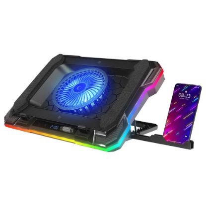 Rampage S49 Cyclone Siyah 10 Mode RGB 140*140mm 1Fanlı 14-19" LED Ekranlı Notebook Soğutucu Stand resmi