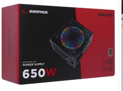 Rampage RGB-650 650W 80 Plus Bronze Aktif PFC 12cm RGB Fanlı Power Supply resmi
