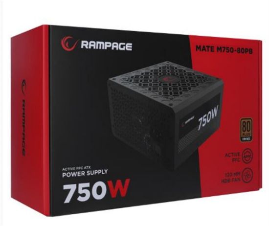 Rampage MATE M750-80PB 750W 12cm Fan Full Modular 80 Plus Bronze Aktif PFC Siyah Power Supply resmi