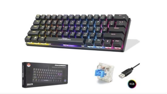 Hadron G509B Kablolu Oyuncu Mini Klavye Mekanik Blue Switch Rgb Q Siyah resmi