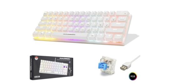 Hadron G508B Kablolu Oyuncu Mini Klavye Mekanik Blue Switch Rgb Q Beyaz resmi