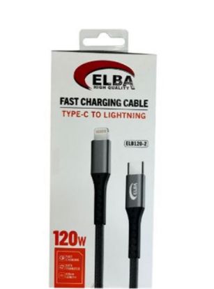 Elba Elb120-2 120w   Type-c To Lightning 1Mt Siyah Örgülü  Şarj Kablosu (( Data Veri ) resmi