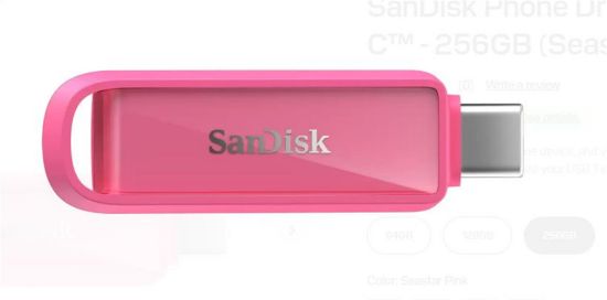 Sandisk SDIXS0N-256G-GN6NG 256GB Phone Drive with USB-C-128GB (Seastar Pink) Flash Bellek resmi