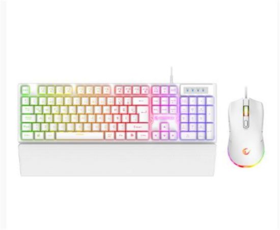 Rampage KM-RX7 FORTUNA V2 Gökkuşağı Aydınlatmalı USB Beyaz  Combo Q Gaming Klavye + 12800 dpi Mouse resmi