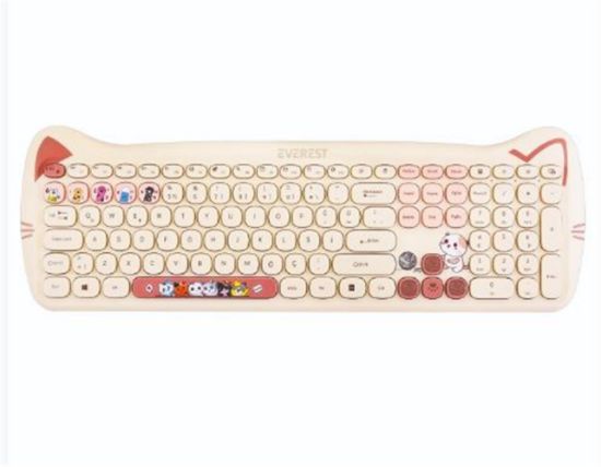 Everest KM-6283 CATTY Renkli Tuşlu Sarı Kablosuz 2.4 + BT Q Multimedia Klavye + Mouse + Pad Set resmi