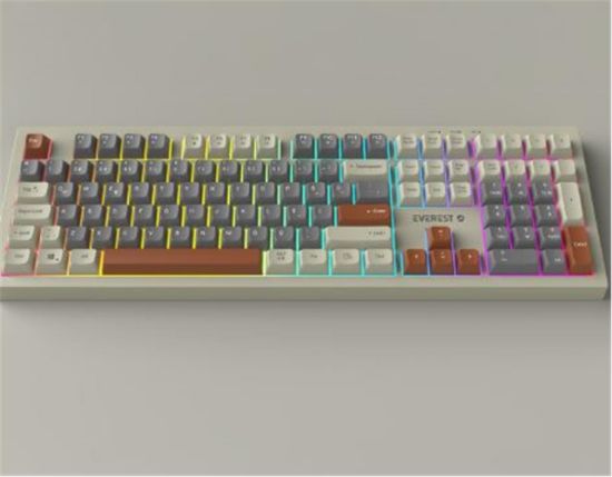 Everest KM-77 Runa Gri/Krem/Kahve Usb Rainbow Aydınlatmalı Sessiz Q Klavye + Mouse Set resmi