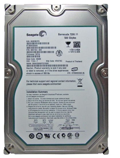 Seagate 500GB ST3500320AS 7200Rpm 32Mb Sata 3.0Gb/S 3.5 Harddisk (İthalat) resmi