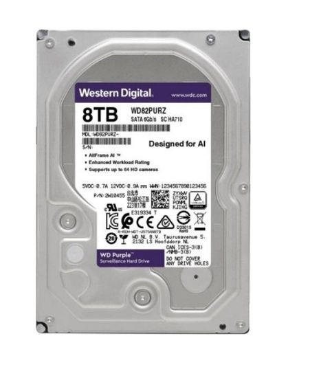 Wd 8Tb Purple WD82PURZ 7200RPM 256MB 7x24 Güvenlik Harddisk (İthalat) resmi