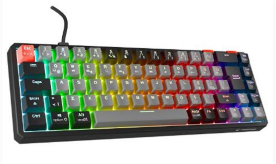 Rampage YORU MINI Gri/Siyah Type-C Bağlantılı OUTEMU Red Swich Q Mekanik Gaming Oyuncu Klavye RGB resmi