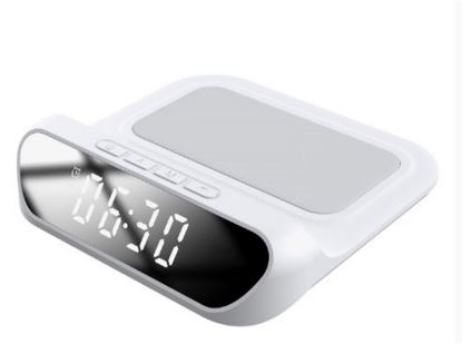 S-link SL-CW18 Beyaz Telefon Uyumlu 15W LCD Ekran Double Alarmli Kablosuz Şarj Cihazı resmi