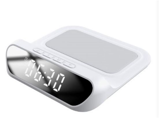 S-link SL-CW18 Beyaz Telefon Uyumlu 15W LCD Ekran Double Alarmli Kablosuz Şarj Cihazı resmi