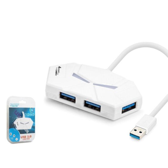 Hadron HDX7051 Gaming USB Hub 3.0 5Gbps 4x USB-A 3.0 7 Renk LED 4 Port Çoklayıcı 120cm Beyaz resmi