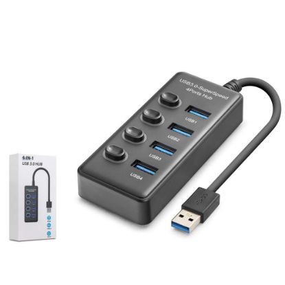 Hadron HDX7049 USB Hub 3.0 5Gbps 4x USB-A 4 Port Switch’li Çoklayıcı Siyah resmi