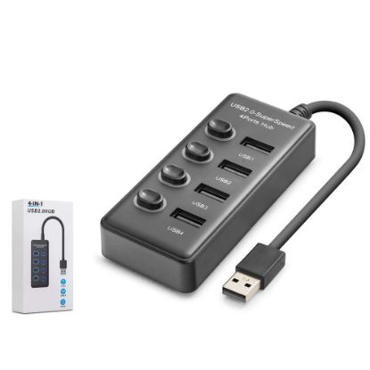 Hadron HDX7048 USB Hub 2.0 480Mbps 4x USB-A 4 Port Switch’li Çoklayıcı Siyah resmi