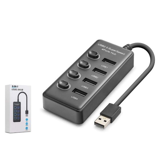 Hadron HDX7048 USB Hub 2.0 480Mbps 4x USB-A 4 Port Switch’li Çoklayıcı Siyah resmi