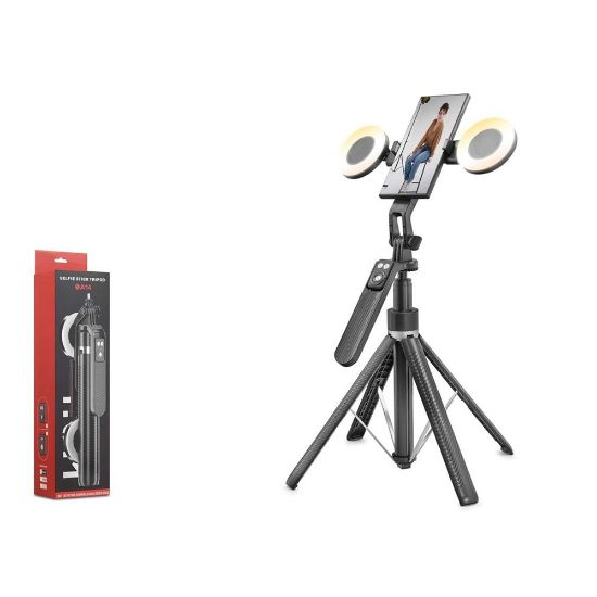 Nodar Nd1032 Tripod Selfie Çubuğu - Bluetooth 4.2 Işıklı Uzaktan Kumandalı 180Cm Siyah resmi
