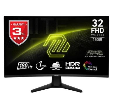 MSI 31.5" MAG 32C6 180Hz 1ms Full HD Adaptive Sync VA Kavisli Gaming Monitör resmi