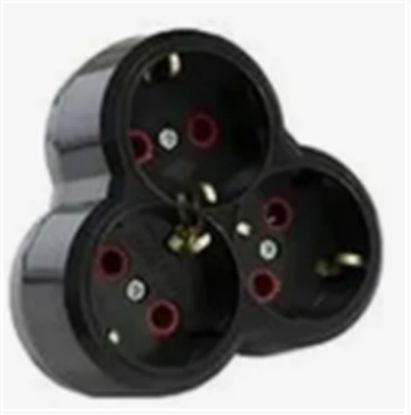 Mutlusan Topraklı Siyah 3lü Fiş,Priz (Yonca Tip) 001 170 033002 00 11 resmi