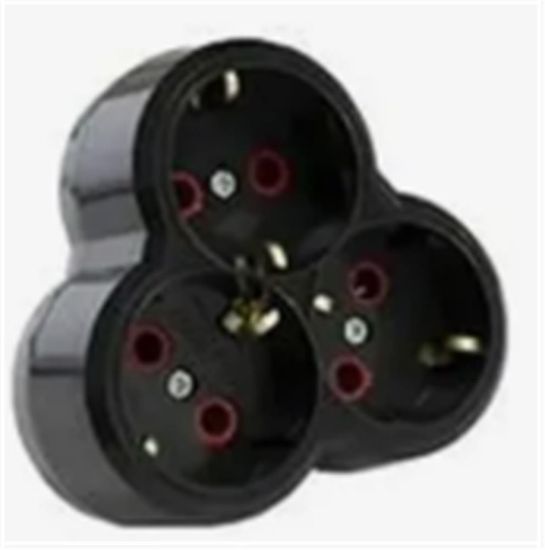 Mutlusan Topraklı Siyah 3lü Fiş,Priz (Yonca Tip) 001 170 033002 00 11 resmi