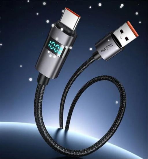 MCDODO CA-6520 USB-A TO USB-C KABLOSU YATAY LED EKRANLI SİYAH resmi