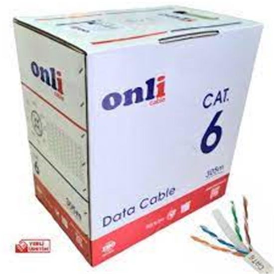 BERK KABLO Gri 23 AWG 0.50mm CAT6 Ethernet Kablosu (8x0.50mm) 100 Metre Cat6 Kablo  resmi