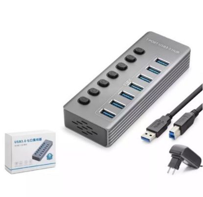 Hadron Hdx7047 Usb Hub 3.0 7*Usb 7*Anahtarlı 5Gbps High Speed 7in1 Gri resmi