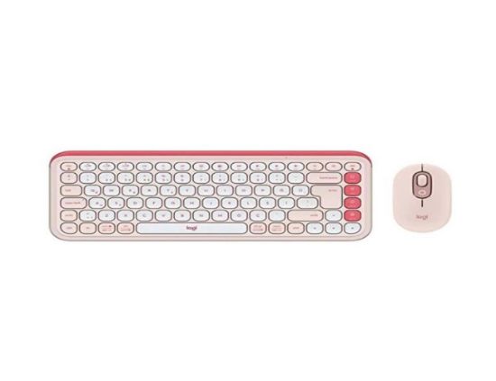 Logitech Pop Icon Combo 920-013077 Pembe Kablosuz Klavye Mouse Seti resmi
