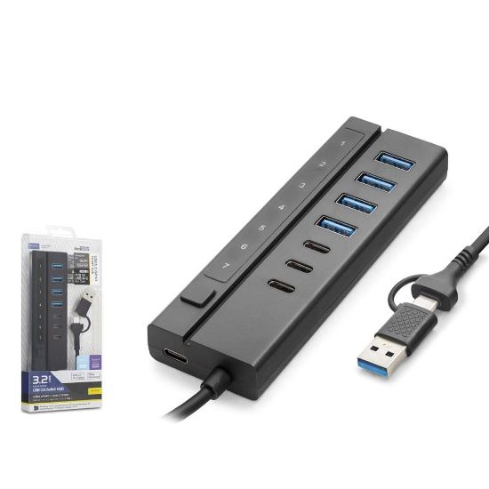 Hadron HDX7062 7 Port Usb Hub 5Gbps 4x Usb-A 3.2 + 3x Usb-C 3.2 7 Port 2in1 Kablolu Çoklayıcı Siyah resmi