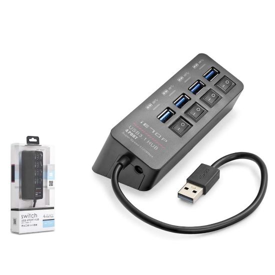 Hadron HDX7056 İetop Usb Hub 5Gbps 1x Usb 3.1 + 3x Usb 2.0 Switchli 4 Port Çoklayıcı Siyah resmi