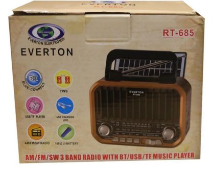 Everton RT-685  Şarjlı,Solarlı  Nostaljik Radyo ( Bluetooth-USB-SD-FM) resmi