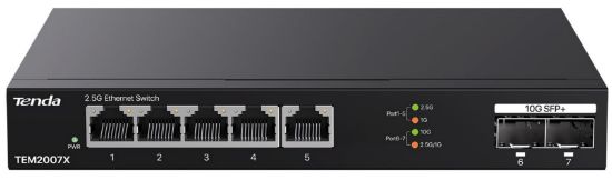 Tenda TEM2007X 2.5Gb Switch 7 Port 5x2.5G Por+2x10Gb SFP+ 50Gbps Yönetilmeyen Nas, Oyun PCsi Switch resmi