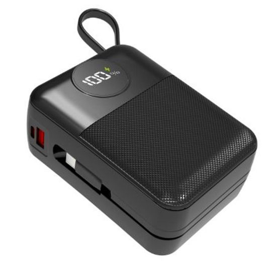 S-link MP130 30000mAh PD22.5W Type-C+Lightning Kablolu Siyah Pil Şarj Cihazı Powerbank resmi