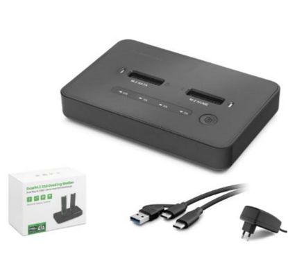 HADRON HDX1796 Dual M.2 SSD Disk Docking Station NVMe/SATA Çapraz Klonlama Destekli - Siyah resmi