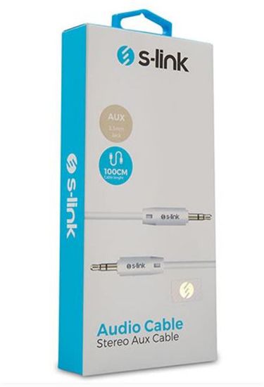 S-link SL-SP70 1m Beyaz 3.5mm Stereo Ses Kablosu resmi