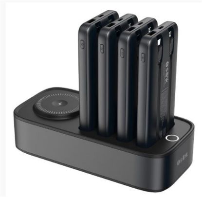 S-link IP-DS40 4 Adet 10000mAH Powerbank li  15W Kablosuz Şarj Siyah Taşınabilir Şarj İstasyonu resmi