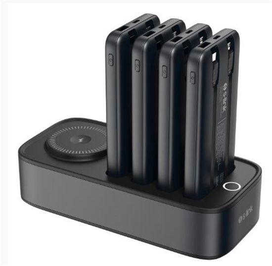 S-link IP-DS40 4 Adet 10000mAH Powerbank li  15W Kablosuz Şarj Siyah Taşınabilir Şarj İstasyonu resmi