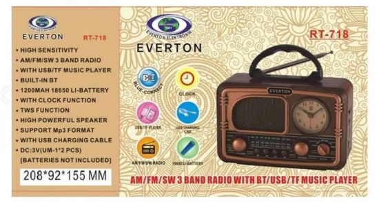 Everton RT-718 Bluetooth-USB-SD-FM Şarjlı  Nostaljik Radyo resmi