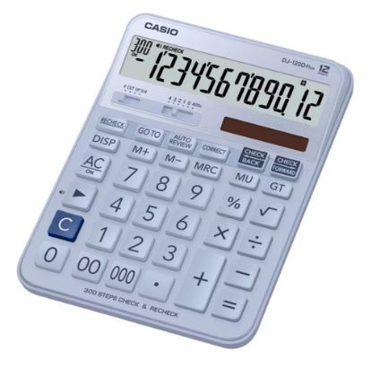 Casio DJ-120D Plus Açık Mavi İşlem Kontrollü 12 Hane Masa Üstü Hesap Makinesi resmi
