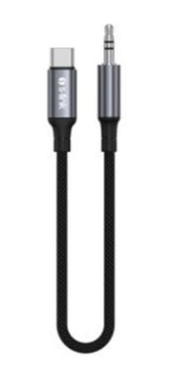 S-link Armor MC-01 1.2m Type-C to M AUX Örgülü Metal Başlıklı Siyah Ses Kablosu resmi