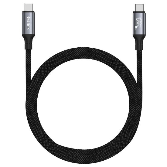 S-link Armor DCC-01 240W 1.2m Type-C to Type-C Örgülü Metal 8K 60HZ Siyah Data ve Hızlı Şarj Kablosu resmi