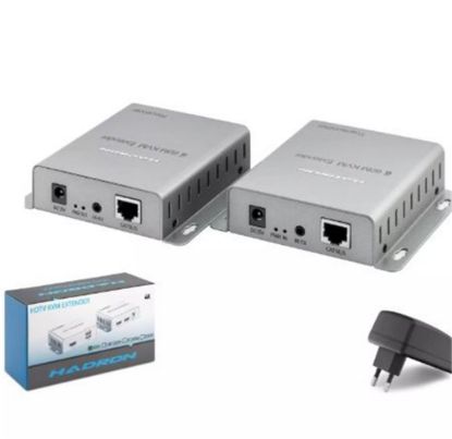 HADRON HDX1600 HDMI KVM Extender 4K 30 Hz 60 m - Gümüş resmi