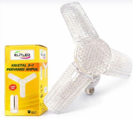 Elitled Kristal 3+1 Pervaneli Led Ampul resmi